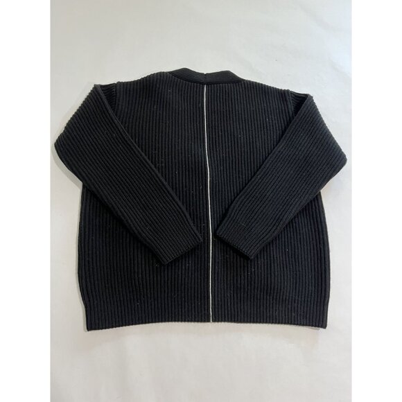 There Was One V-Neck Ribbed Cardigan in Black - Picture 3 of 4